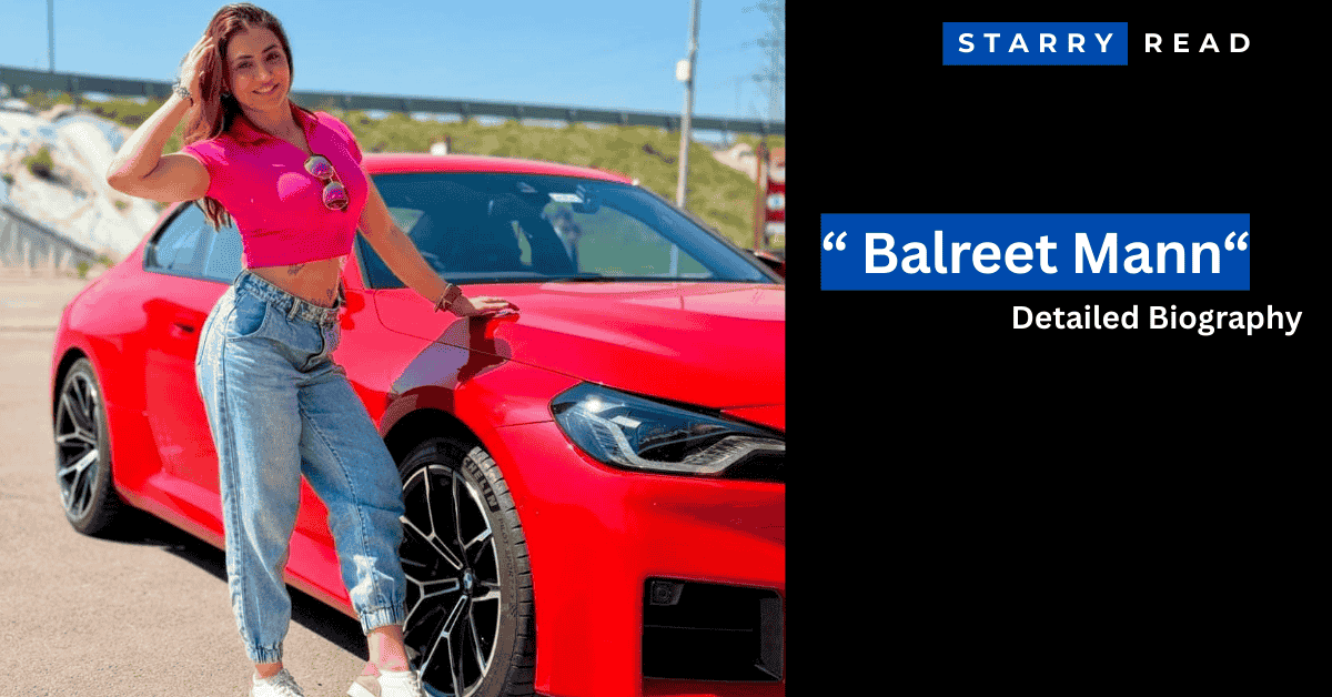 A standing pic of Balreet Mann with her Car